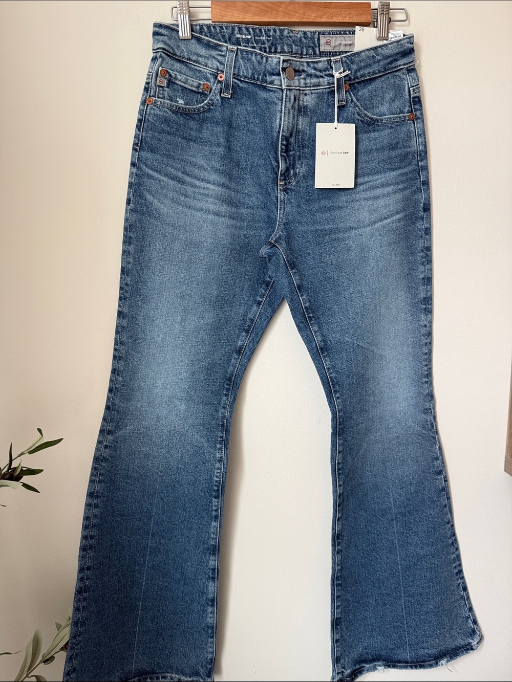 Ag Adriano Goldschmied Angeline Mid Rise Light Blue Flare Jeans Size 28 NWT